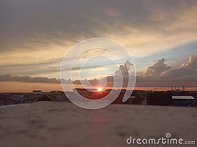 Great Sunset View from Rooftop Stock Photo