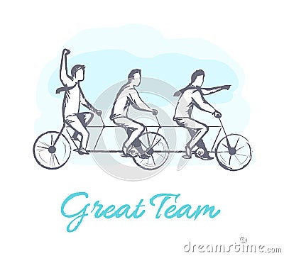 Great Team Poster and People Vector Illustration Vector Illustration