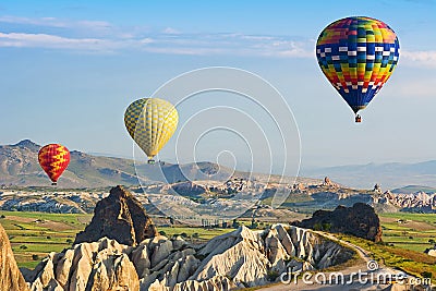 The great tourist attraction is the Cappadocia balloon flight. Cappadocia, Turkey Stock Photo