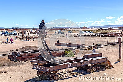 Great Train Graveyard or steam locomotives cemetery at Uyuni, Bolivia Editorial Stock Photo