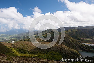 Great view of lake in the mountain. Dramatic and picturesque scene. Ponta Delgada. Sao Miguel. Azores island Stock Photo