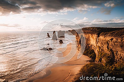 Great view at the rocks of the twelve apostels along the Great Ocean Road in south Australia Stock Photo