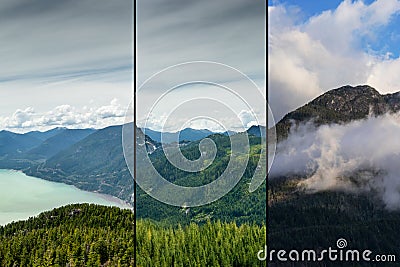 Great views of the rolling hills, the Sea to Sky highway near Squamish, , BC, Canada Stock Photo