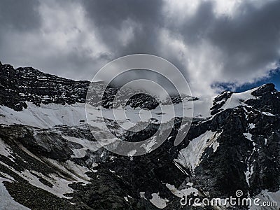 Great views to the peaks and glaciers of the Austrian Alps on Kapruner TÃ¶rl. Stock Photo