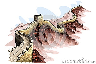 The Great Wall of China Vector Illustration