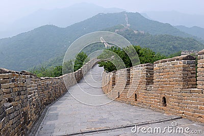Great Wall of China with air pollution Stock Photo