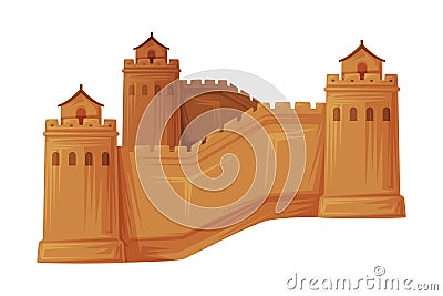 Great Wall of China as Traditional Cultural Chinese Fortification Vector Illustration Vector Illustration