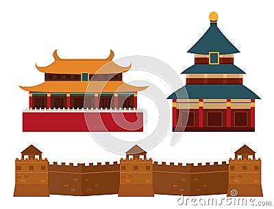 Great wall of China beijing asia landmark brick architecture culture history vector illustration. Vector Illustration