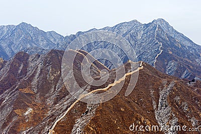 The Great Wall of China in snow Stock Photo