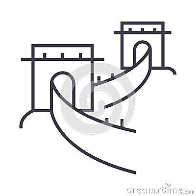 Great wall,china vector line icon, sign, illustration on background, editable strokes Vector Illustration