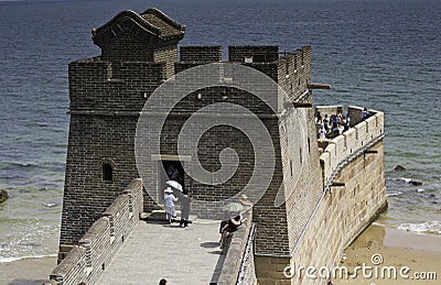 Lao Longtou Great Wall where the wall meets the sea Editorial Stock Photo