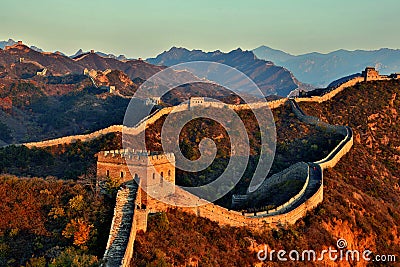 Great Wall at Sunset Editorial Stock Photo