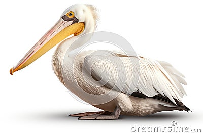 Great White Pelican - Pelecanus onocrotalus in front of a white background Generative AI animal ai Stock Photo