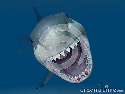 Great White Shark Attack Cartoon Illustration