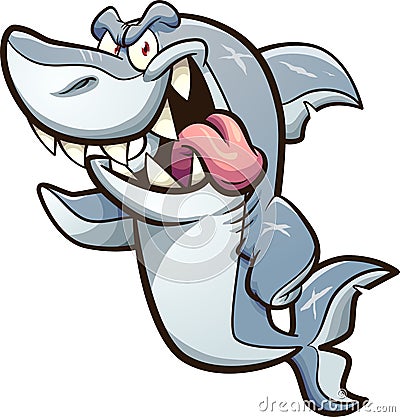 Great white shark with big smile cartoon Vector Illustration