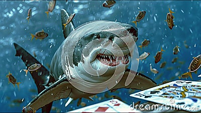 Great White Shark Playing Cards Funny Meme Poker Rummy Cribbage Stock Photo