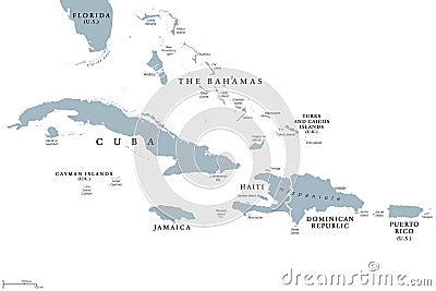 Greater Antilles political map Vector Illustration