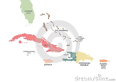 Greater Antilles political map Vector Illustration