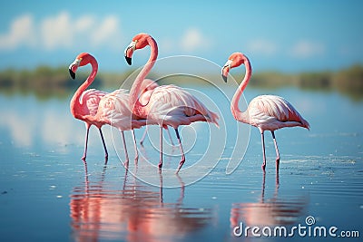 Greater flamingo Phoenicopterus roseus, Grilled meat barbecue steak on wooden cutting board with rosemary, AI Generated Stock Photo