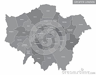 Greater London administrative map Vector Illustration