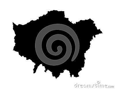 Greater London vector silhouette map. Stock Photo