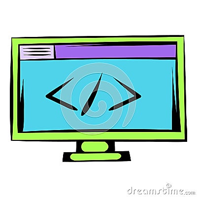 Greater than or less than on the computer monitor Vector Illustration