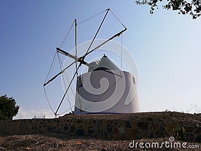 Grecian style white mill, village of Odeceixe in Portugal Stock Photo