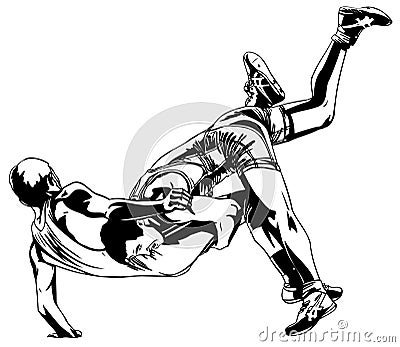 Greco-Roman wrestling Vector Illustration