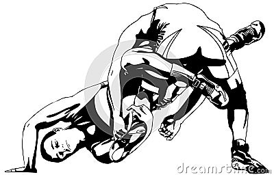 Greco-Roman wrestling Vector Illustration