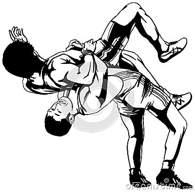 Greco-Roman wrestling Vector Illustration