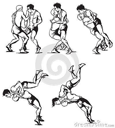 Greco-Roman wrestling Vector Illustration