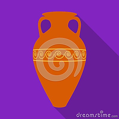 Greece amphora icon in flat style isolated on white background. Greece symbol stock vector illustration. Vector Illustration