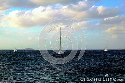 Greece, Antiparos island, sailing boats Editorial Stock Photo