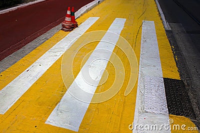 Symbol for pedestrians, pedestrian footway under construction. Stock Photo