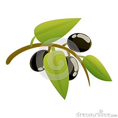 Greece black olive icon, cartoon style Vector Illustration