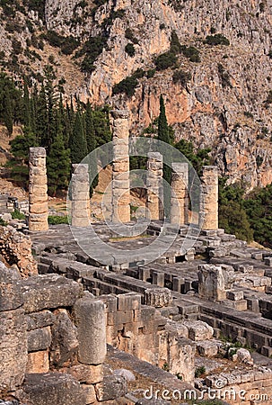 Greece Delphi Temple of Apollo Stock Photo
