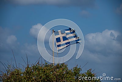 Greece flag waving in the wind Editorial Stock Photo