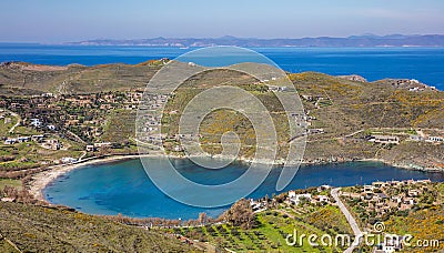 Greece. Kea island, Otzias. Blue sea and sky, landscape aerial view Stock Photo