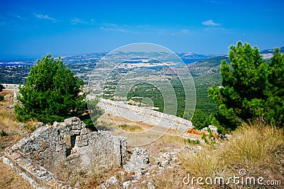 Greece - Kefalonia - st. George Castle Panorama Stock Photo