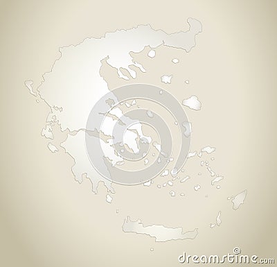 Greece map old paper background blank template Vector Illustration