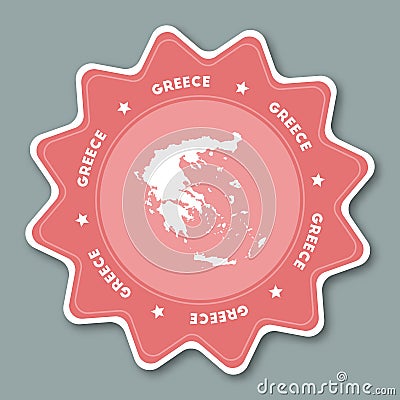 Greece map sticker in trendy colors. Vector Illustration