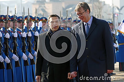 Greece Prime Minister Alexis Tsipras in official visit to Belgrade Editorial Stock Photo