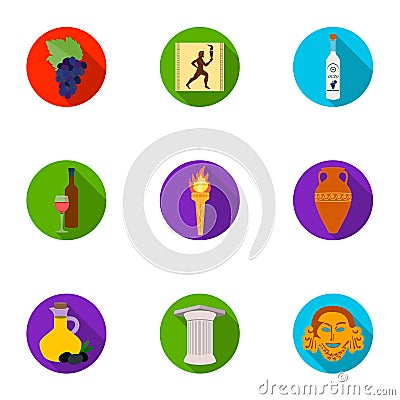 Greece set icons in flat style. Big collection of Greece vector symbol stock illustration Vector Illustration