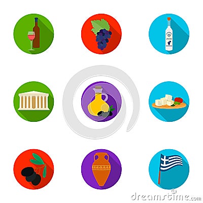 Greece set icons in flat style. Big collection of Greece vector symbol stock illustration Vector Illustration