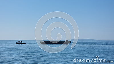 greece ship sailboat blue sea between igoumenitsa and corfu Stock Photo