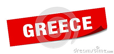 Greece sticker. Greece square peeler sign. Vector Illustration