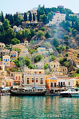 Greece, Symi island, view of Yalos Editorial Stock Photo
