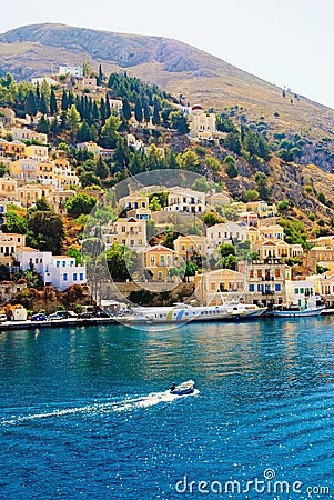 Greece, Symi island, view of Yalos Stock Photo