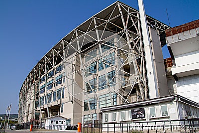 Greece, Thessaloniki, Facade of PAOK Salonika football stadium Editorial Stock Photo