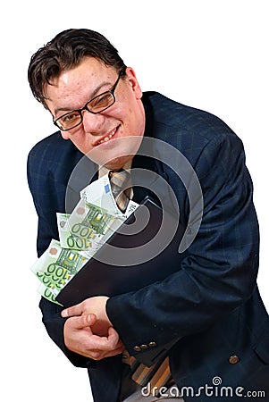 Greedy business man. Stock Photo